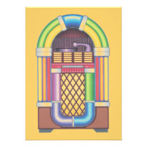 Vintage Sock Record Hop Dance Jukebox on Melon Custom Invitation