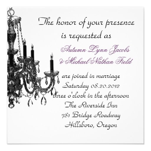 Vintage Sofa Chandelier  Wedding Invitation