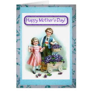 Vintage Son and Daughter Happy Mothers Day Card