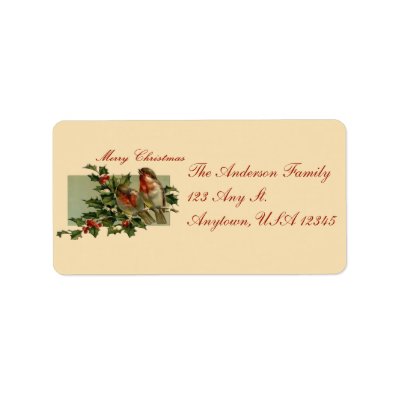 Vintage Songbirds and Holly Address Labels