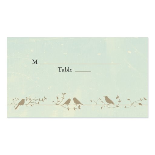 Vintage Songbirds Wedding Place Cards Business Card Templates (back side)