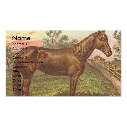 Vintage Sorrel Horse Business Card Templates