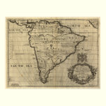 Vintage South America Map, 1690's (circa) posters