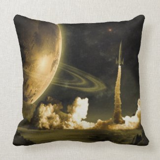 Vintage Space Launch Pillow