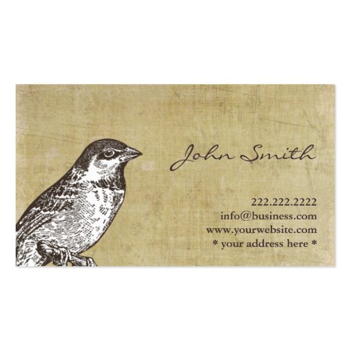 Vintage Sparrow Calling Card Profile Card Business Card (front side)