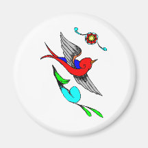 Vintage Sparrow Refrigerator Magnets