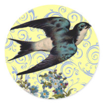 Vintage Sparrow Round Stickers