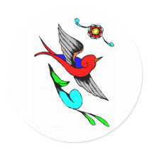 Vintage Sparrow Tattoo Stickers