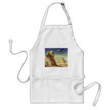 Vintage Sphinx Airplane Desert Pyramids Egypt Giza Aprons