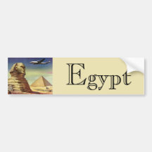 Vintage Sphinx Airplane Desert Pyramids Egypt Giza Bumper Sticker