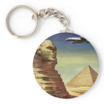 Vintage Sphinx Airplane Desert Pyramids Egypt Giza Keychain