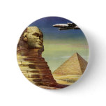 Vintage Sphinx with Airplane over the Desert Button