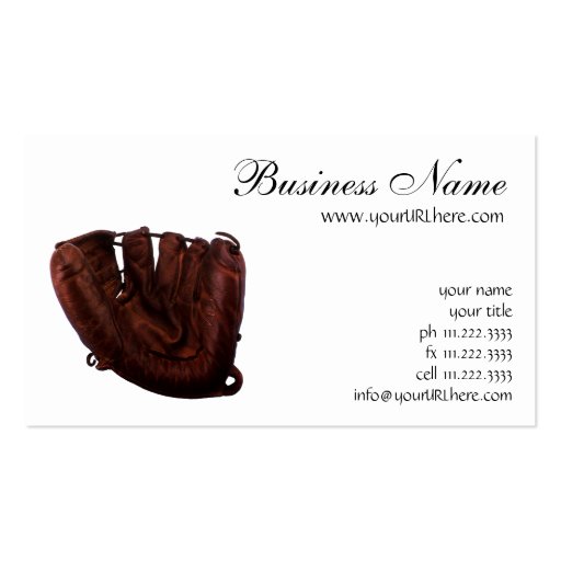 Vintage Sports; Baseball Glove Business Card Template (front side)