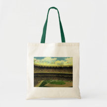 Vintage Sports, Baseball Stadium with Flags Tote Bags