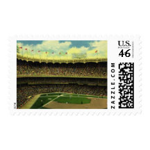 Vintage Sports, Baseball Stadium with Flags Stamps
