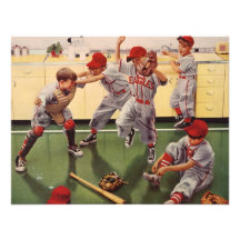 Vintage Sports Baseball Team, Boys in a Food Fight Personalized Announcement