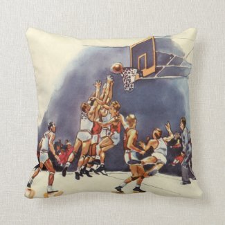 Vintage Sports Basketball Players Game Throw Pillow