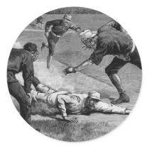 Vintage Sports, Black and White Antique Baseball Round Sticker