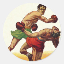 Vintage Sports Boxing Match, Knockout Punch Stickers
