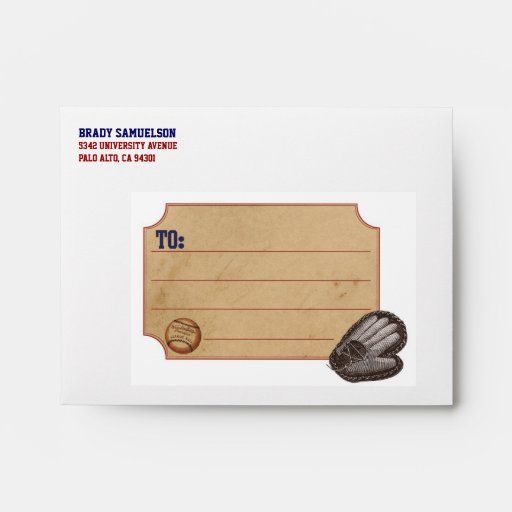 Vintage Sports Personalized Envelope Baseball Zazzle
