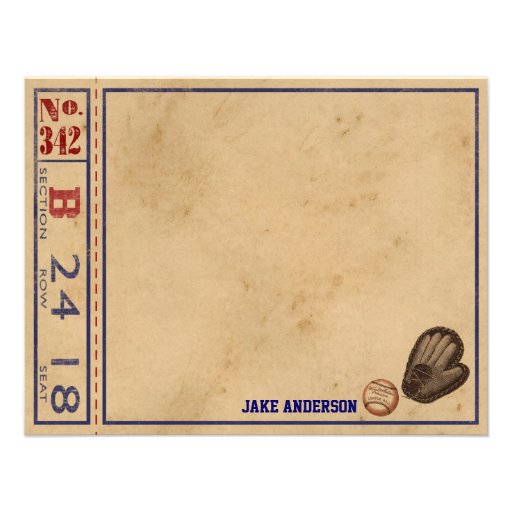 Vintage Sports Personalized Note Cards - Baseball