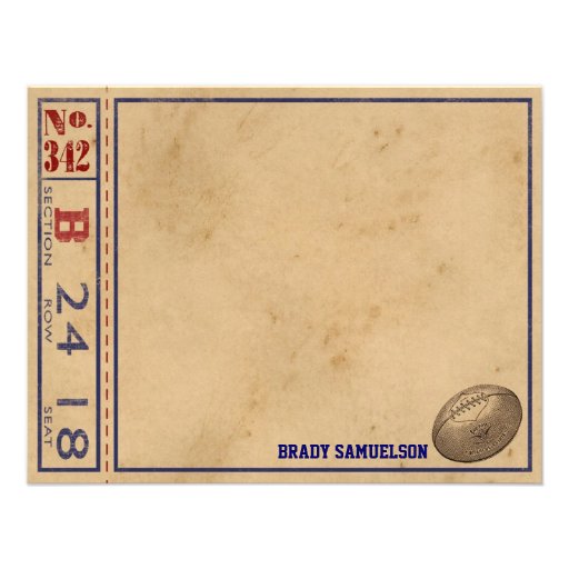 Vintage Sports Personalized Note Cards - Football