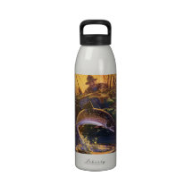 Vintage Sports Trout Fishing; Catch and Release Water Bottles