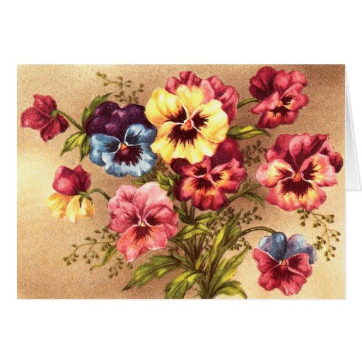 Vintage Spring Flowers Greeting Card