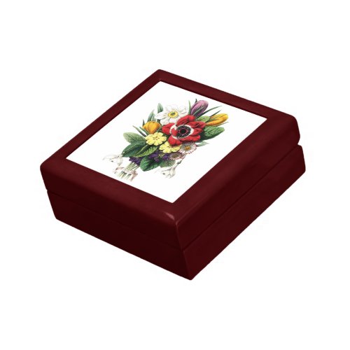 Vintage Spring Flowers On Inlaid Tile Giftbox giftbox