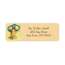 Vintage Spring Girl and Flowers Return Address Label