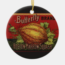 Vintage Squash Label Antique Vegetable Advertising Christmas Tree Ornament