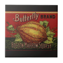 Vintage Squash Label Antique Vegetable Advertising Ceramic Tiles