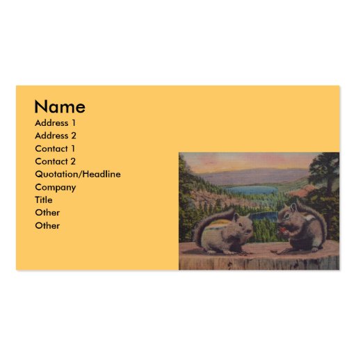 Vintage Squirrels Mountain Scene Business Card Template (front side)