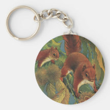 Vintage Squirrels, Wild Animals, Forest Creatures Key Chain