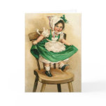 Vintage St. Patrick's ~ Baby Girl Wearing Green Greeting Cards