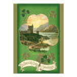 Vintage St. Patricks Day Greetings Castle Shamrock Personalized Announcement