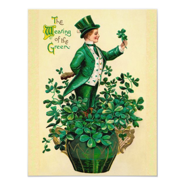 Vintage St. Patrick's Day Party Invitations! 4.25x5.5 Paper Invitation Card (front side)