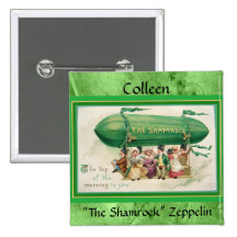 Vintage St. Patrick's "The Shamrock" Zeppelin Pinback Button