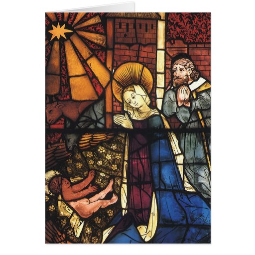Vintage Stained Glass Nativity Scene; Renaissance Cards