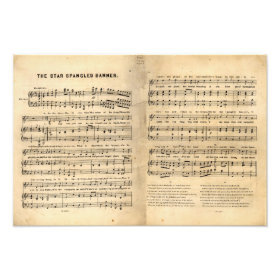 Vintage Star Spangled Banner Song Sheet Lyrics Photo Art