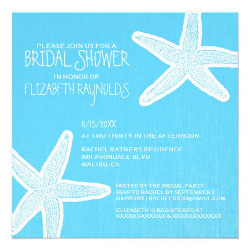 Vintage Starfish Beach Bridal Shower Invitations