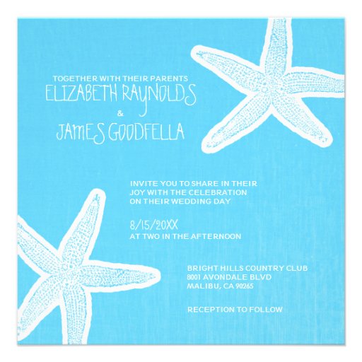 Vintage Starfish Beach Wedding Invitations