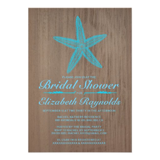 Vintage Starfish Bridal Shower Invitations