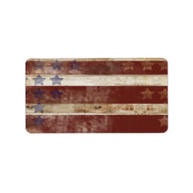 Vintage Stars And Stripes Pine Wood Pattern Personalized Address Label
