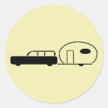 Vintage Station Wagon and RV Trailer Round Stickers