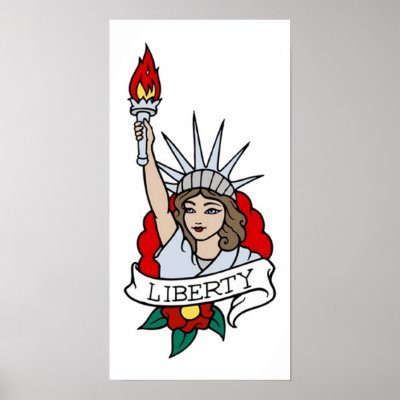 Vintage Statue Of LIberty Tattoo Poster by vintagegiftmall