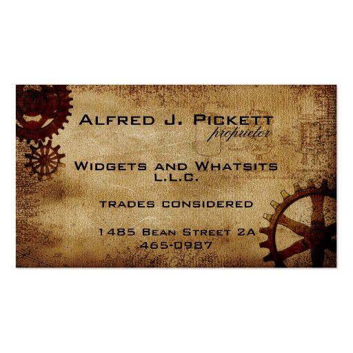 Vintage Steampunk Cogs Business Card (front side)