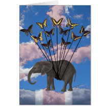 Vintage Steampunk Gifts Elephant and Butterflies Greeting Card