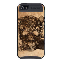 Vintage Steampunk Skull Brown Metal Gears Texture iPhone 5 Covers