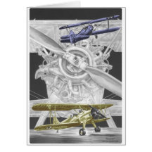 Vintage Stearman Biplane - Old Bi Wing Airplane Greeting Card